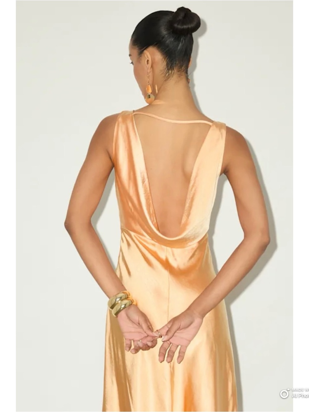 Lulus Large Incredible Love Light Orange Satin Cowl Back Midi Slip Dress NWT - Picture 7 of 16